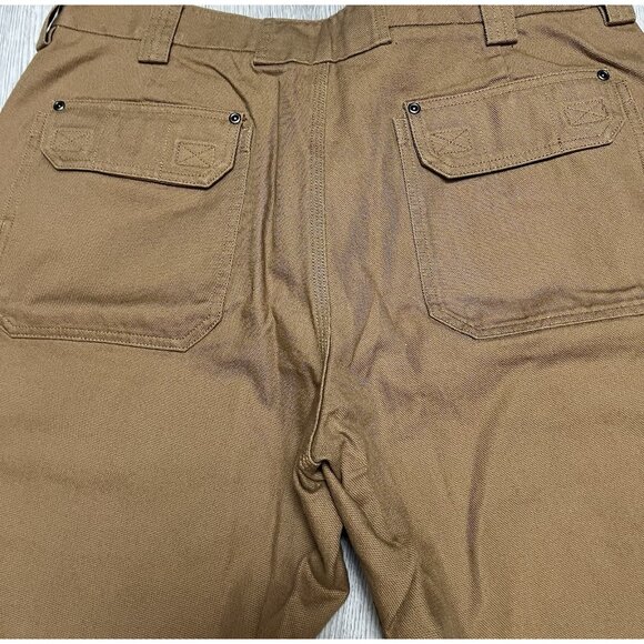 Duluth Trading Cargo Work Pants Mens 40x30 Brown Khaki Flat Front Canvas - Picture 4 of 6